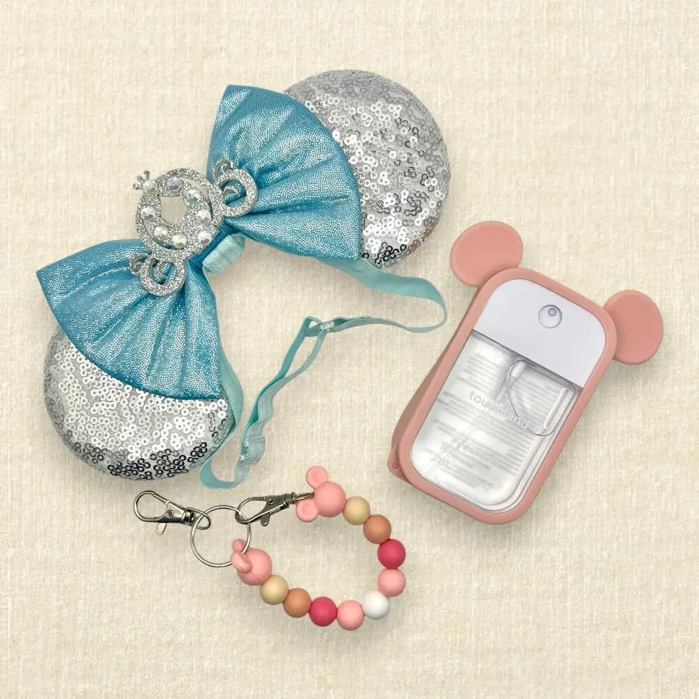 Elastic Silver Cinderella Minnie Ears | Disney-Inspired Princess Mouse Ears